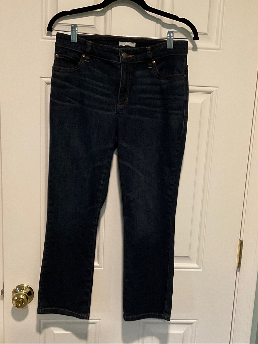 Eileen Fisher Dark Blue Cropped Straight-Leg Jeans